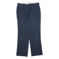 DICKIES Mens Regular Fit Navy Cotton Blend Trousers W34 L30 Workwear Zip Closure