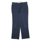 DICKIES Mens Regular Fit Navy Cotton Blend Trousers W34 L30 Workwear Zip Closure
