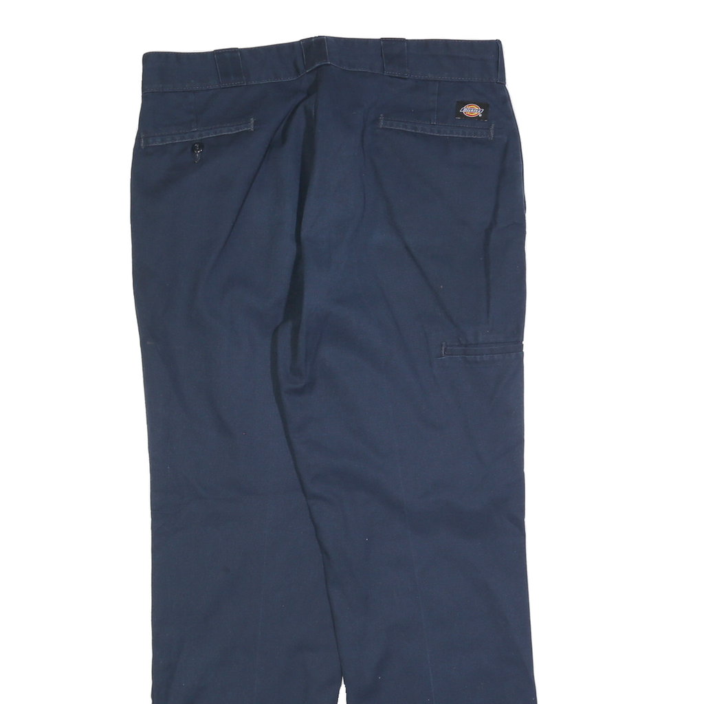 DICKIES Mens Regular Fit Navy Cotton Blend Trousers W34 L30 Workwear Zip Closure