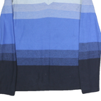 TOMMY HILFIGER Womens Blue & Navy Patterned V-Neck Basic Knit Jumper Size M