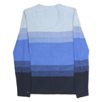 TOMMY HILFIGER Womens Blue & Navy Patterned V-Neck Basic Knit Jumper Size M