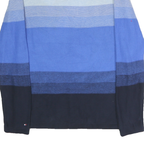 TOMMY HILFIGER Womens Blue & Navy Patterned V-Neck Basic Knit Jumper Size M