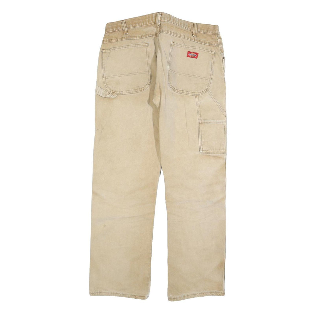 DICKIES Mens Beige Regular Fit Straight Leg Denim W34 L30 Workwear Utility Jeans