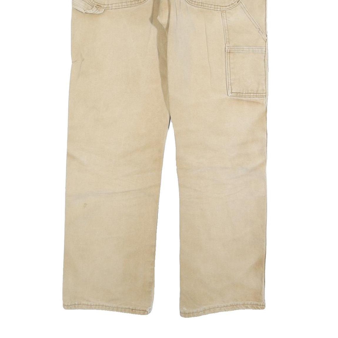 DICKIES Mens Beige Regular Fit Straight Leg Denim W34 L30 Workwear Utility Jeans