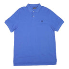 CHAPS Mens Blue Short Sleeve Embroidered Logo Polo Shirt L Classic Cotton Blend