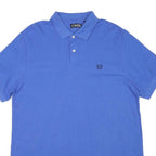 CHAPS Mens Blue Short Sleeve Embroidered Logo Polo Shirt L Classic Cotton Blend