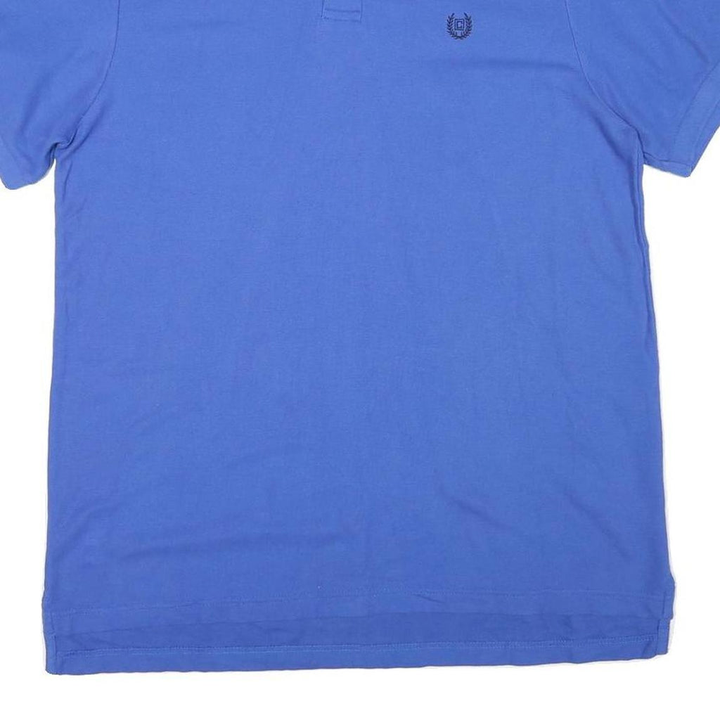 CHAPS Mens Blue Short Sleeve Embroidered Logo Polo Shirt L Classic Cotton Blend
