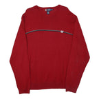 CHAPS Mens Red Patterned Jumper Crew Neck Basic Knit 2XL Cotton Blend Comfort