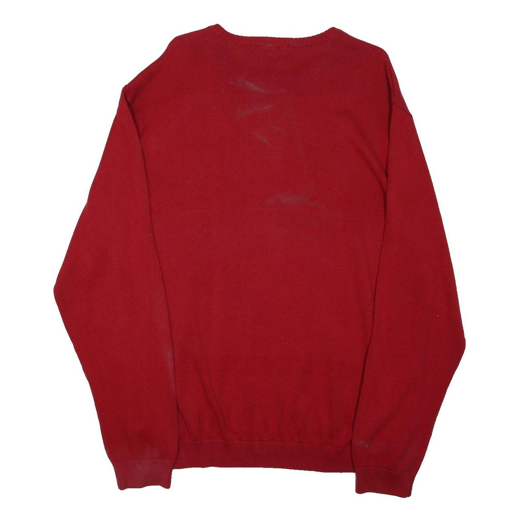 CHAPS Mens Red Patterned Jumper Crew Neck Basic Knit 2XL Cotton Blend Comfort