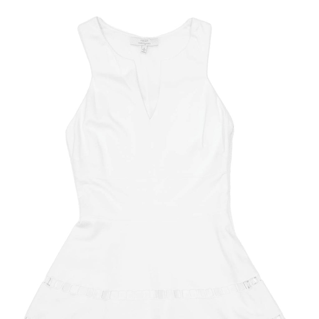 ROBERT RODRIGUEZ Womens Skater Dress White Viscose Sleeveless Knee Length S
