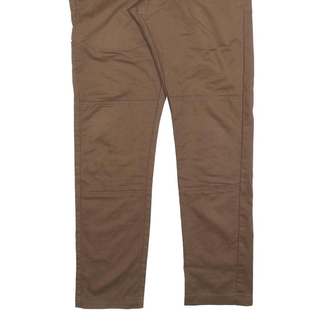 DICKIES Mens Cotton Blend Brown Slim Straight Trousers W37 L32 Workwear Zip