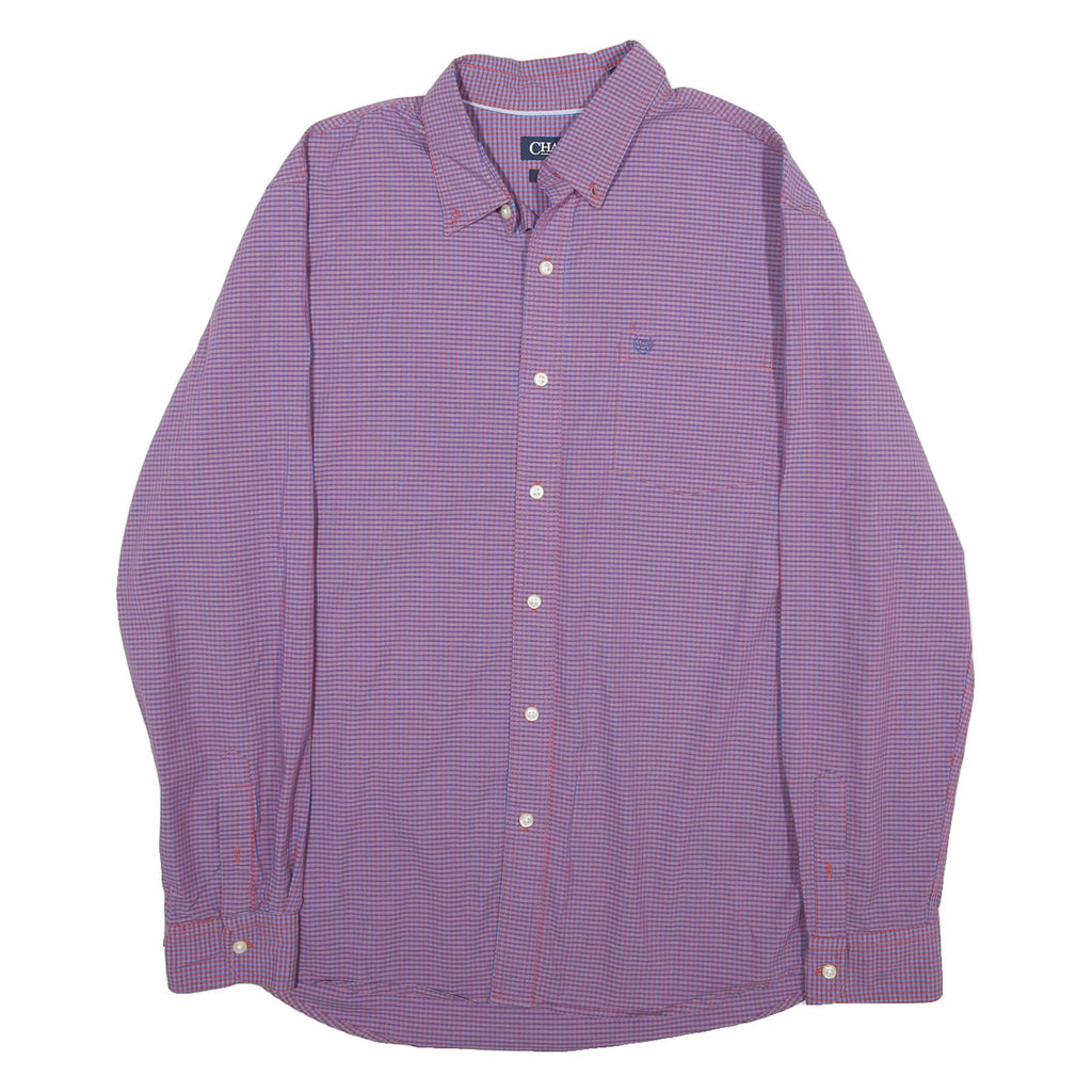CHAPS Mens Purple & Blue Check Shirt XL Cotton Blend Casual Button Down