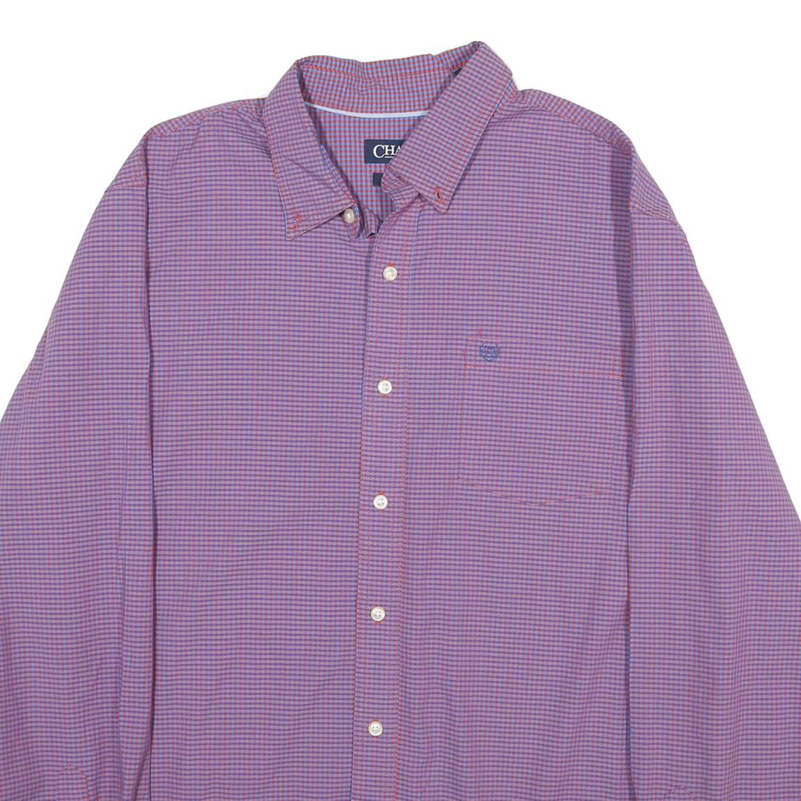 CHAPS Mens Purple & Blue Check Shirt XL Cotton Blend Casual Button Down