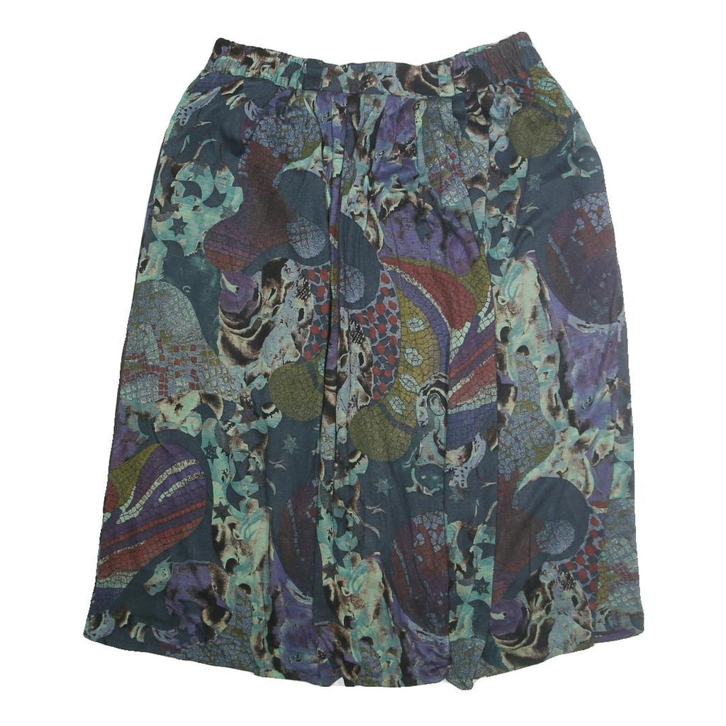 YESSICA Womens Blue Printed Midi Polyester Skirt M Elegant Comfort