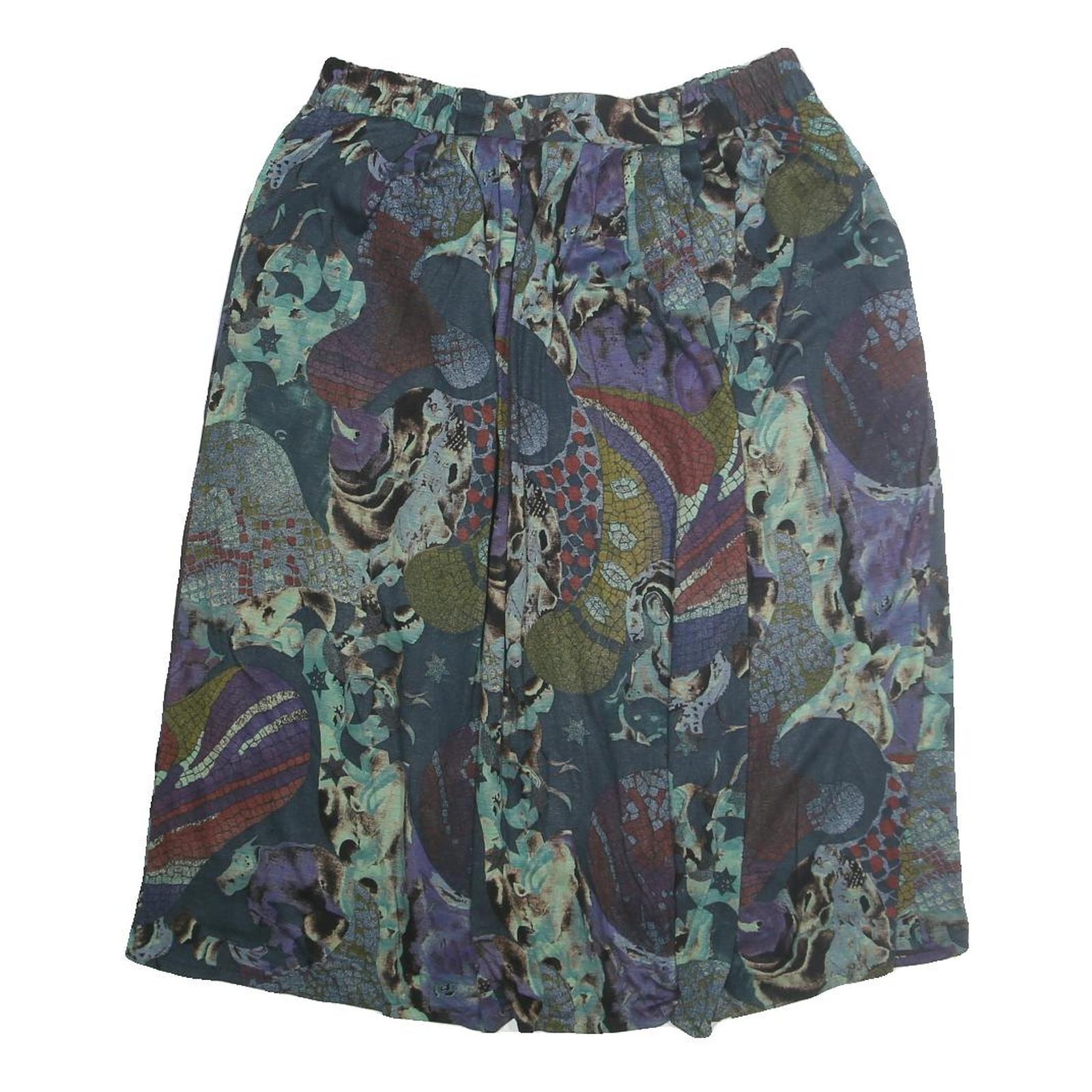 YESSICA Womens Blue Printed Midi Polyester Skirt M Elegant Comfort