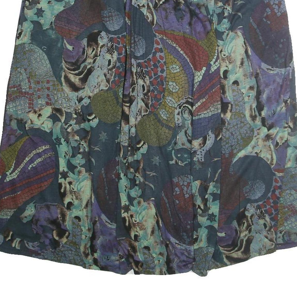 YESSICA Womens Blue Printed Midi Polyester Skirt M Elegant Comfort