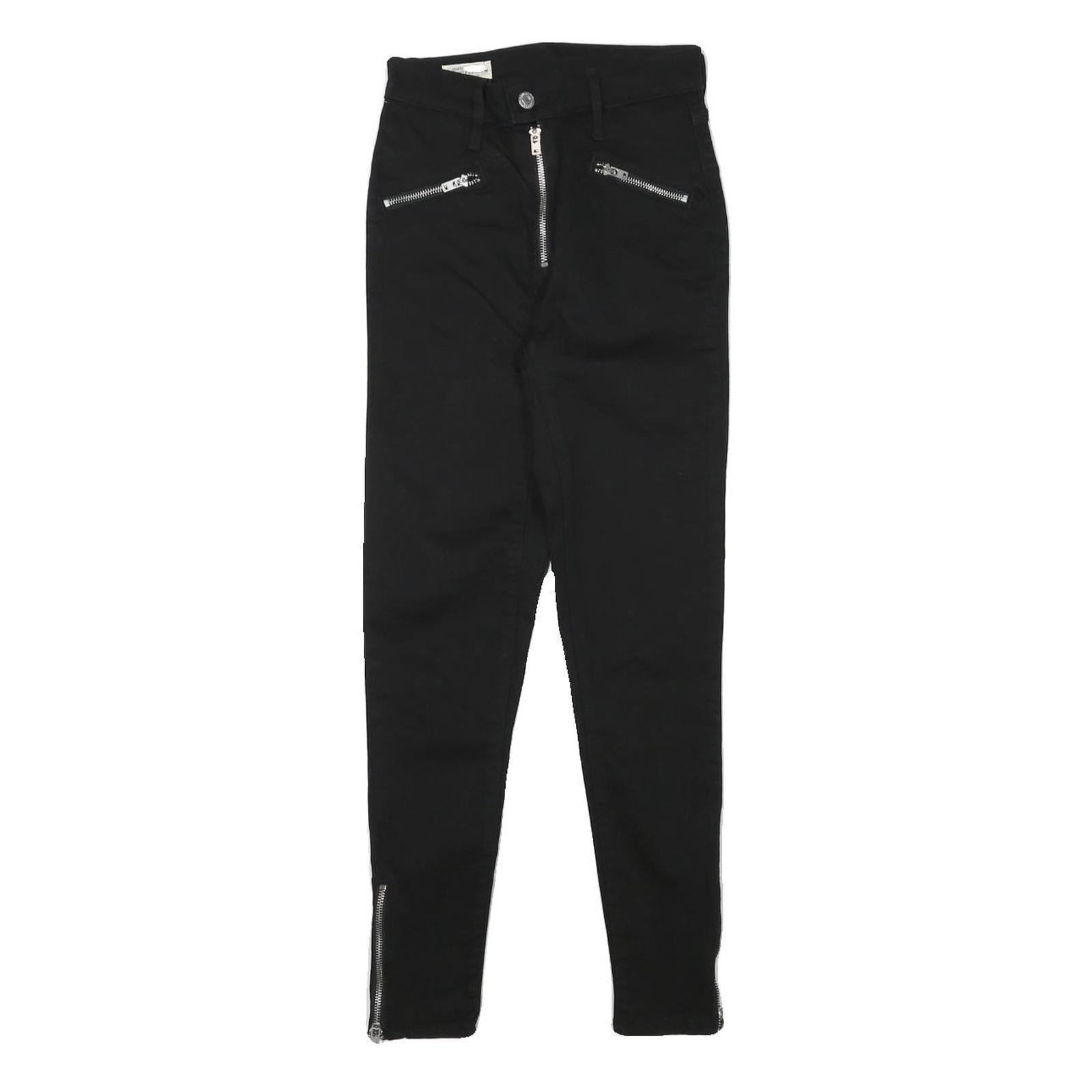 LEVI'S Womens Black Slim Skinny Denim Light W23 L26 Zip Pockets Zipped Hems