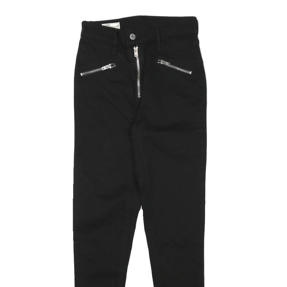 LEVI'S Womens Black Slim Skinny Denim Light W23 L26 Zip Pockets Zipped Hems