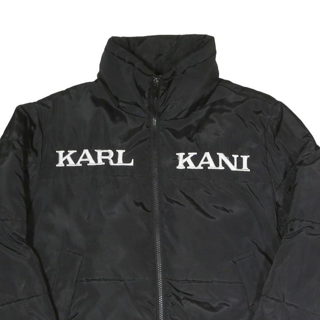 KARL KANI Womens Black Polyester Blend Zip Up Jacket S Woven Casual Urban