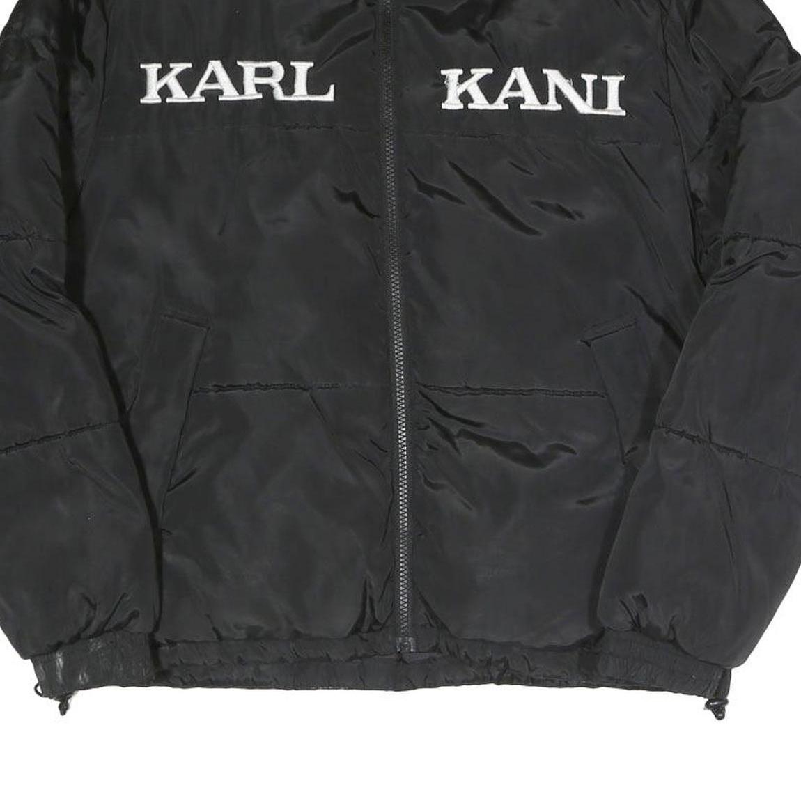 KARL KANI Womens Black Polyester Blend Zip Up Jacket S Woven Casual Urban