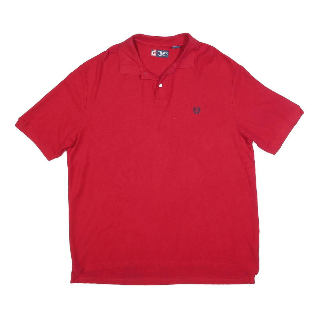 CHAPS Mens Red Short Sleeve Plain XL Polo Shirt Cotton Blend Casual