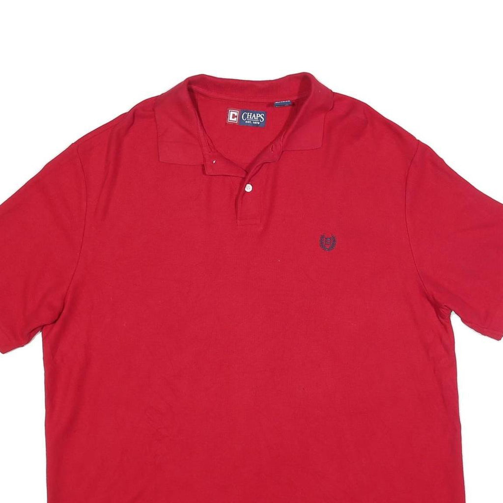 CHAPS Mens Red Short Sleeve Plain XL Polo Shirt Cotton Blend Casual