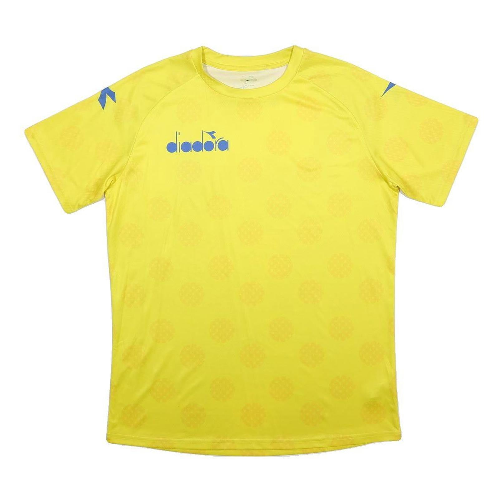 DIADORA Mens Yellow Graphic T-Shirt XL Short Sleeve Crew Neck Sports Casual