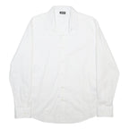 JUST CAVALLI Mens White Shirt L Classic Cotton Blend Long Sleeve Button Collar