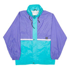AQUA GUARD Mens Blue & Purple Nylon Jacket L Shell Colourblock Zip