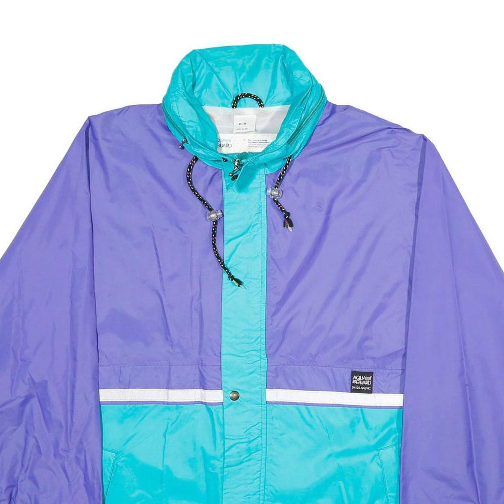 AQUA GUARD Mens Blue & Purple Nylon Jacket L Shell Colourblock Zip