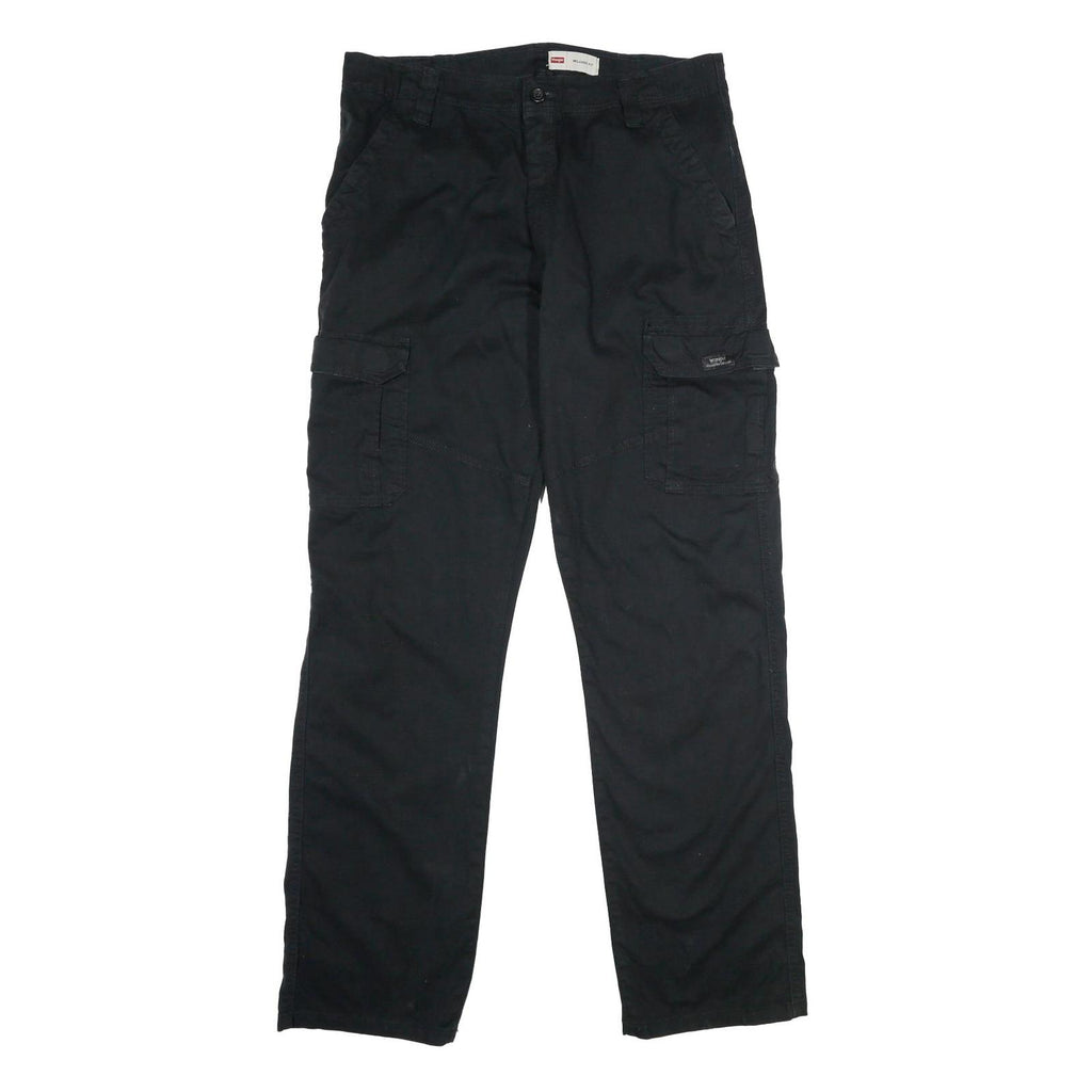 WRANGLER Mens Black Relaxed Cargo Trousers W36 L34 Cotton Blend Zip