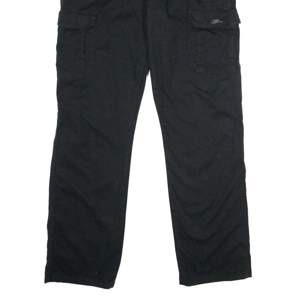 WRANGLER Mens Black Relaxed Cargo Trousers W36 L34 Cotton Blend Zip