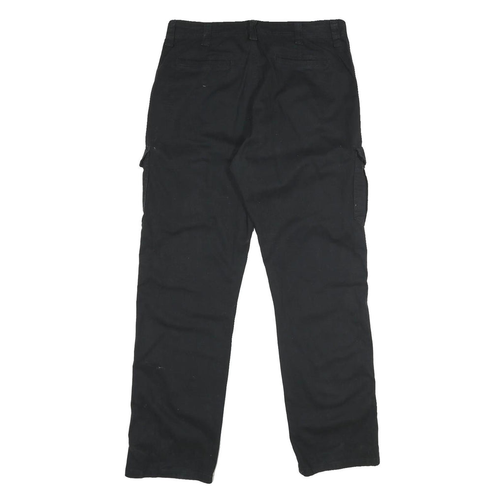 WRANGLER Mens Black Relaxed Cargo Trousers W36 L34 Cotton Blend Zip