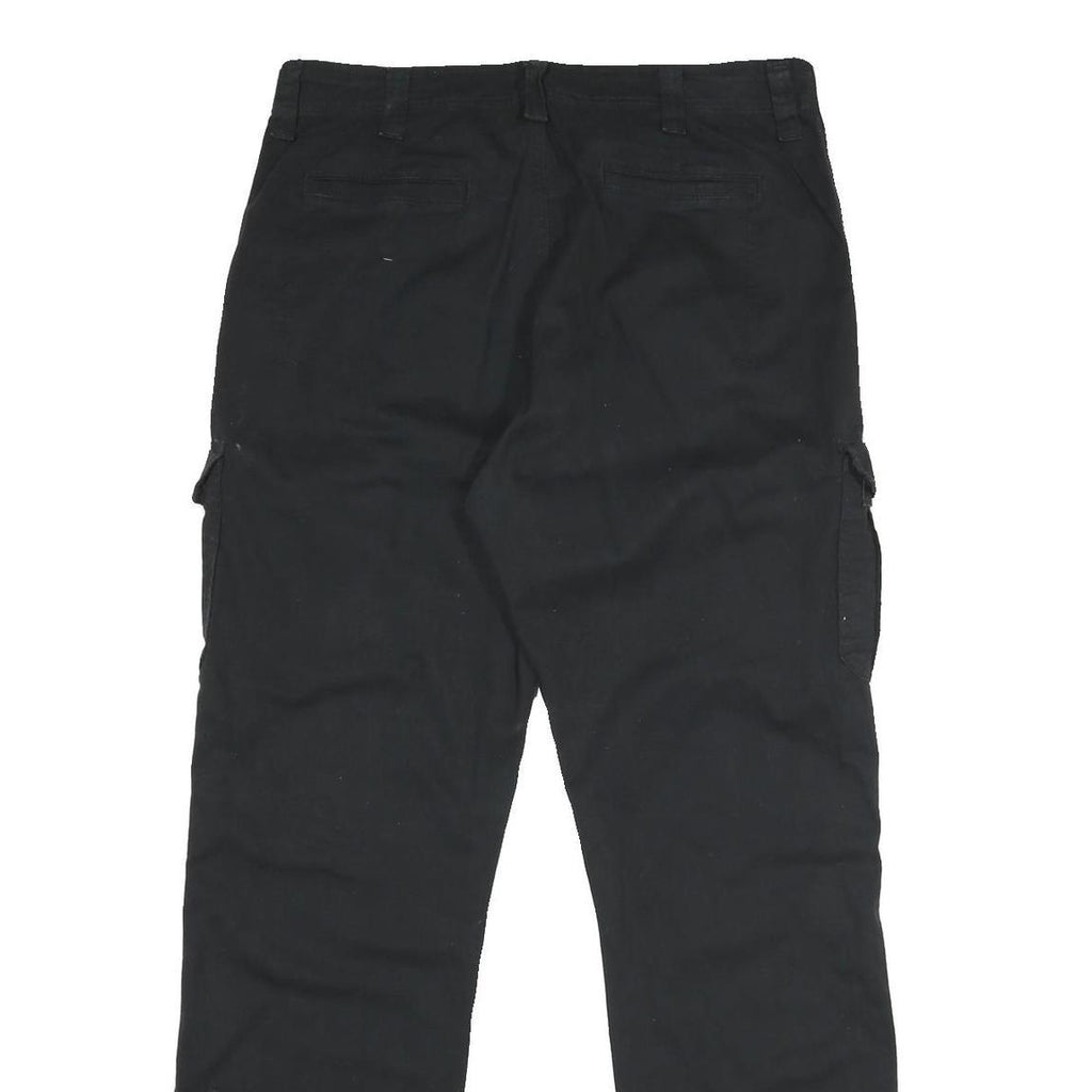WRANGLER Mens Black Relaxed Cargo Trousers W36 L34 Cotton Blend Zip