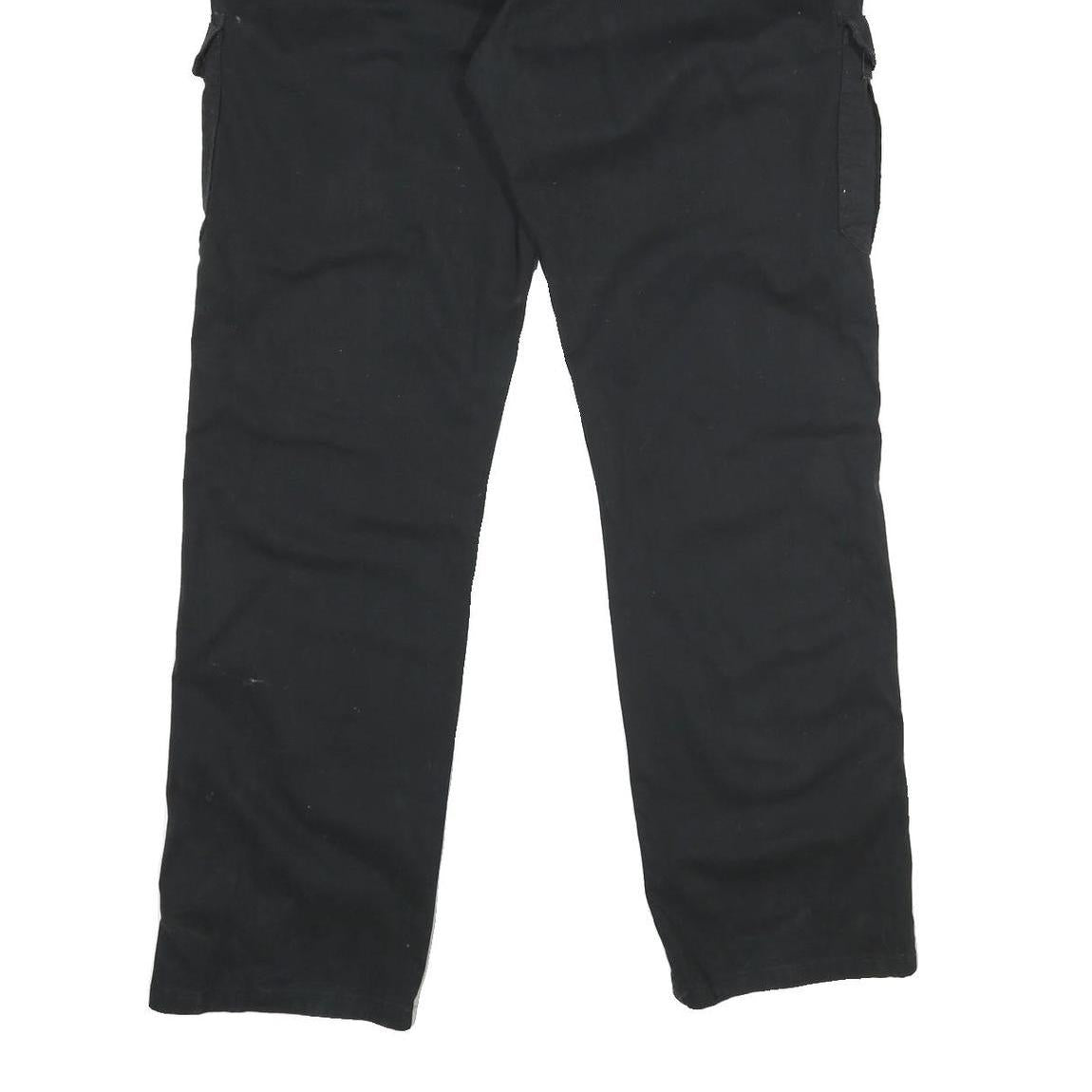 WRANGLER Mens Black Relaxed Cargo Trousers W36 L34 Cotton Blend Zip