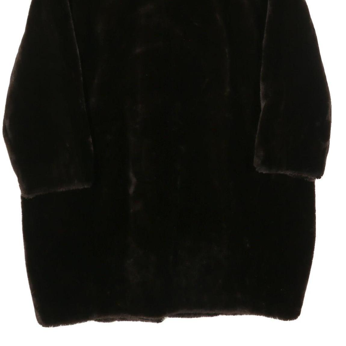 Womens Black Faux Fur Plush Coat L Polyester Blend Button Closure Warm