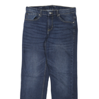CALVIN KLEIN JEANS Womens Slim Blue Denim Raw Zip W30 L28 Straight Leg Jeans