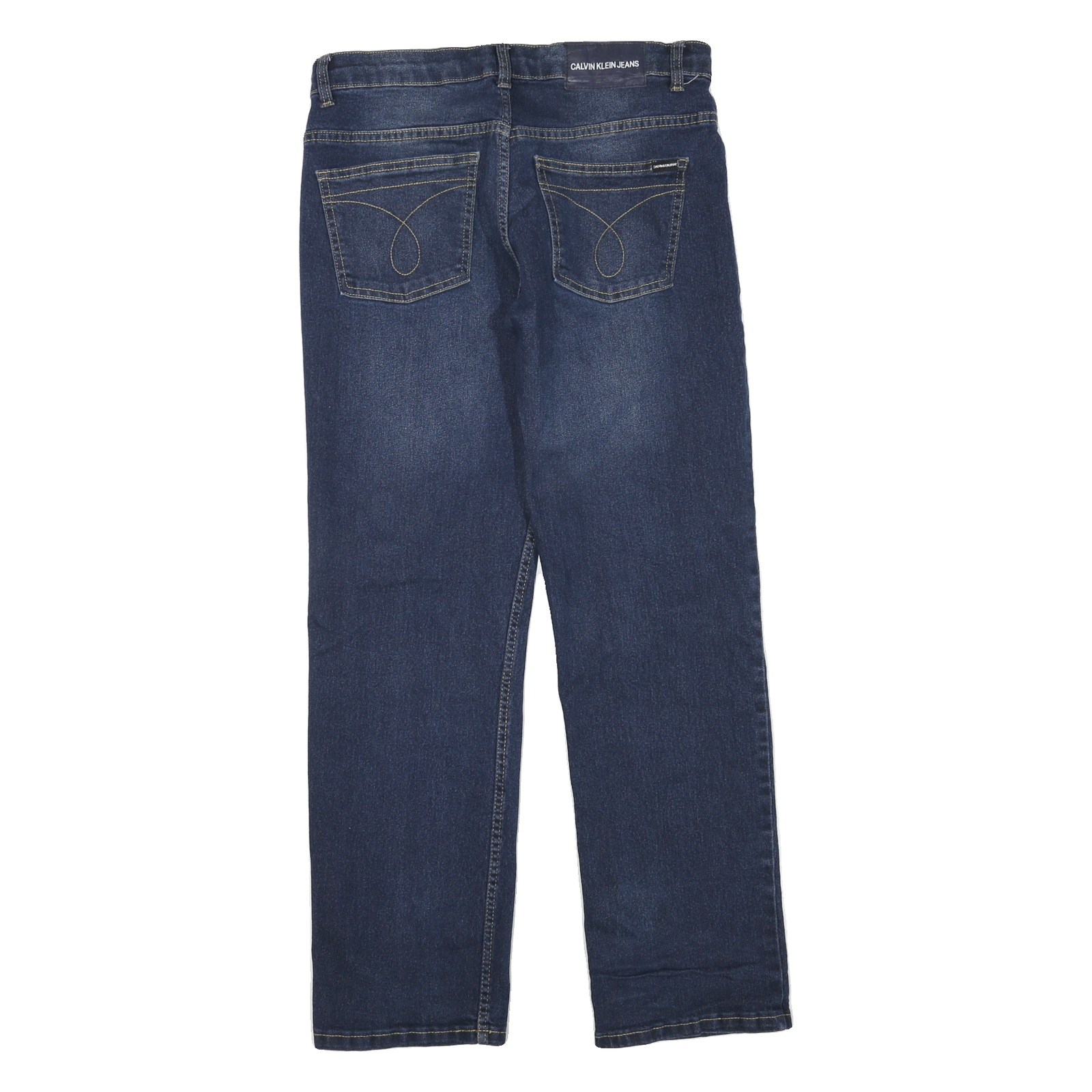 CALVIN KLEIN JEANS Womens Slim Blue Denim Raw Zip W30 L28 Straight Leg Jeans