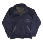 Mens Navy Blue Reversible Jacket L Polyester Blend Plain Zip Casual Outerwear