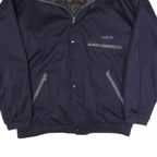 Mens Navy Blue Reversible Jacket L Polyester Blend Plain Zip Casual Outerwear