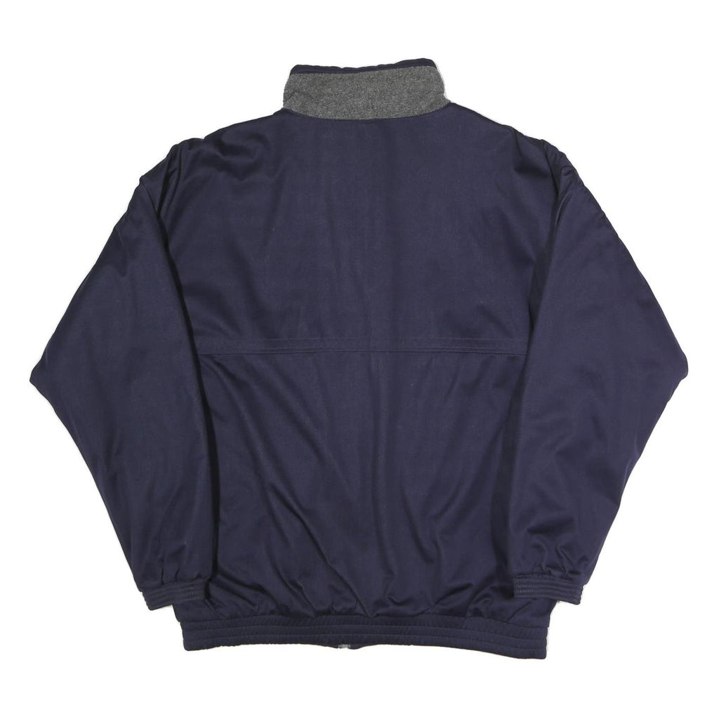 Mens Navy Blue Reversible Jacket L Polyester Blend Plain Zip Casual Outerwear