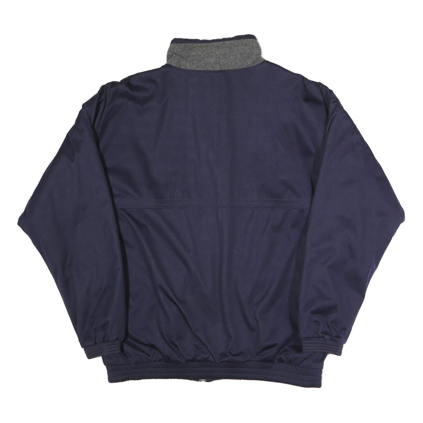 Mens Navy Blue Reversible Jacket L Polyester Blend Plain Zip Casual Outerwear