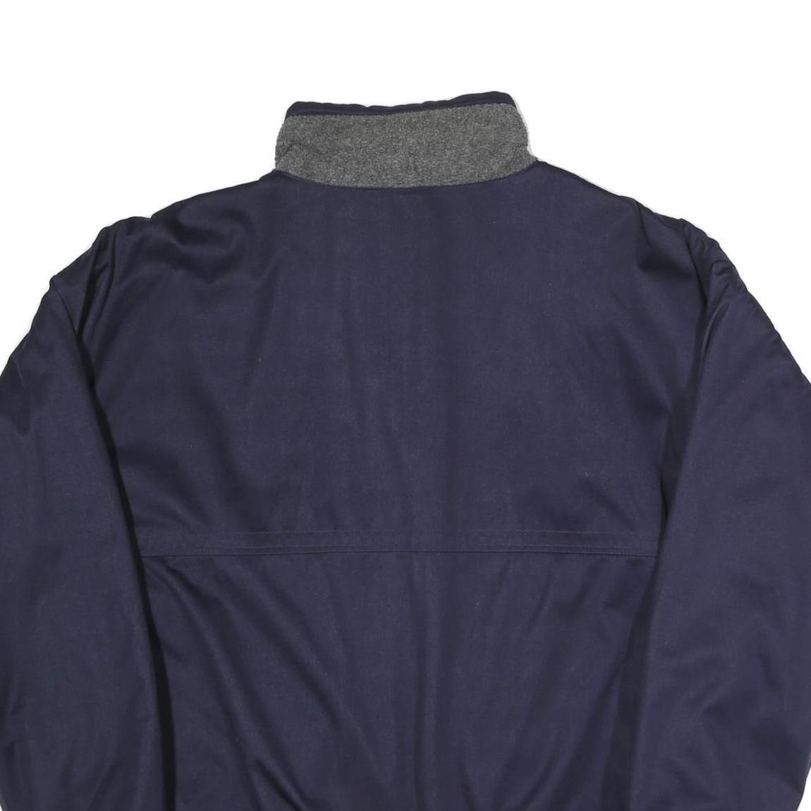 Mens Navy Blue Reversible Jacket L Polyester Blend Plain Zip Casual Outerwear