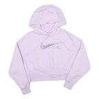 NIKE Womens Light Purple Hoodie M Cropped Cotton Blend Swoosh Sweatshirt