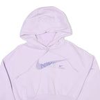 NIKE Womens Light Purple Hoodie M Cropped Cotton Blend Swoosh Sweatshirt