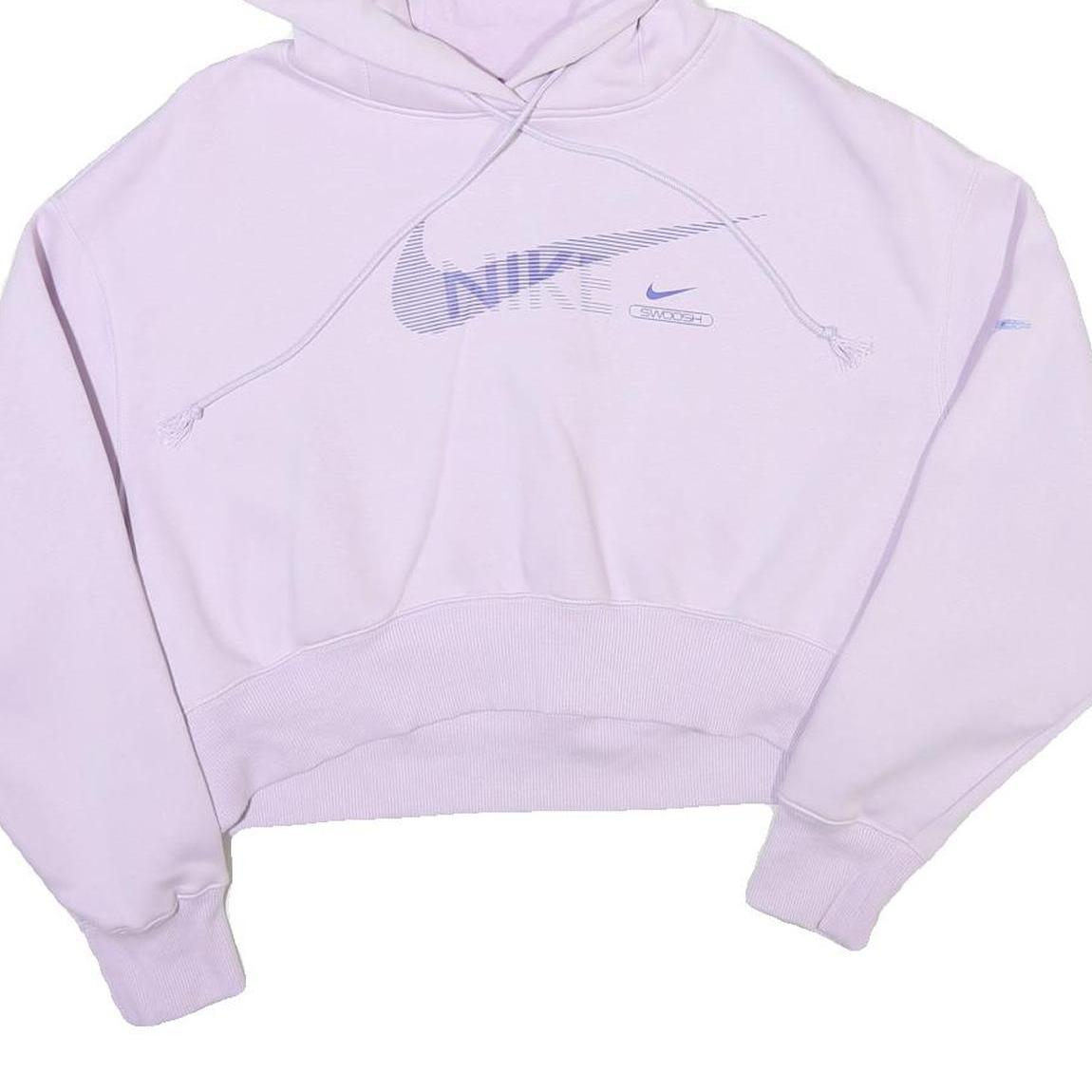 NIKE Womens Light Purple Hoodie M Cropped Cotton Blend Swoosh Sweatshirt