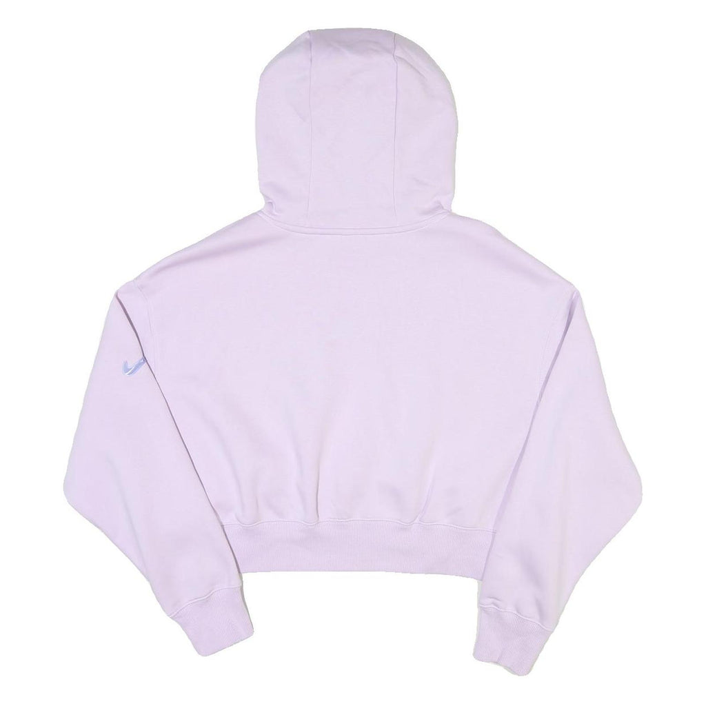 NIKE Womens Light Purple Hoodie M Cropped Cotton Blend Swoosh Sweatshirt
