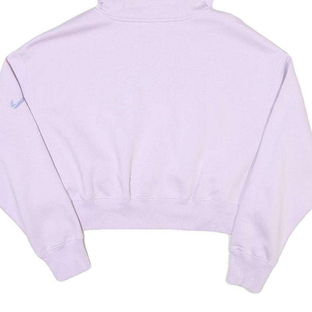 NIKE Womens Light Purple Hoodie M Cropped Cotton Blend Swoosh Sweatshirt
