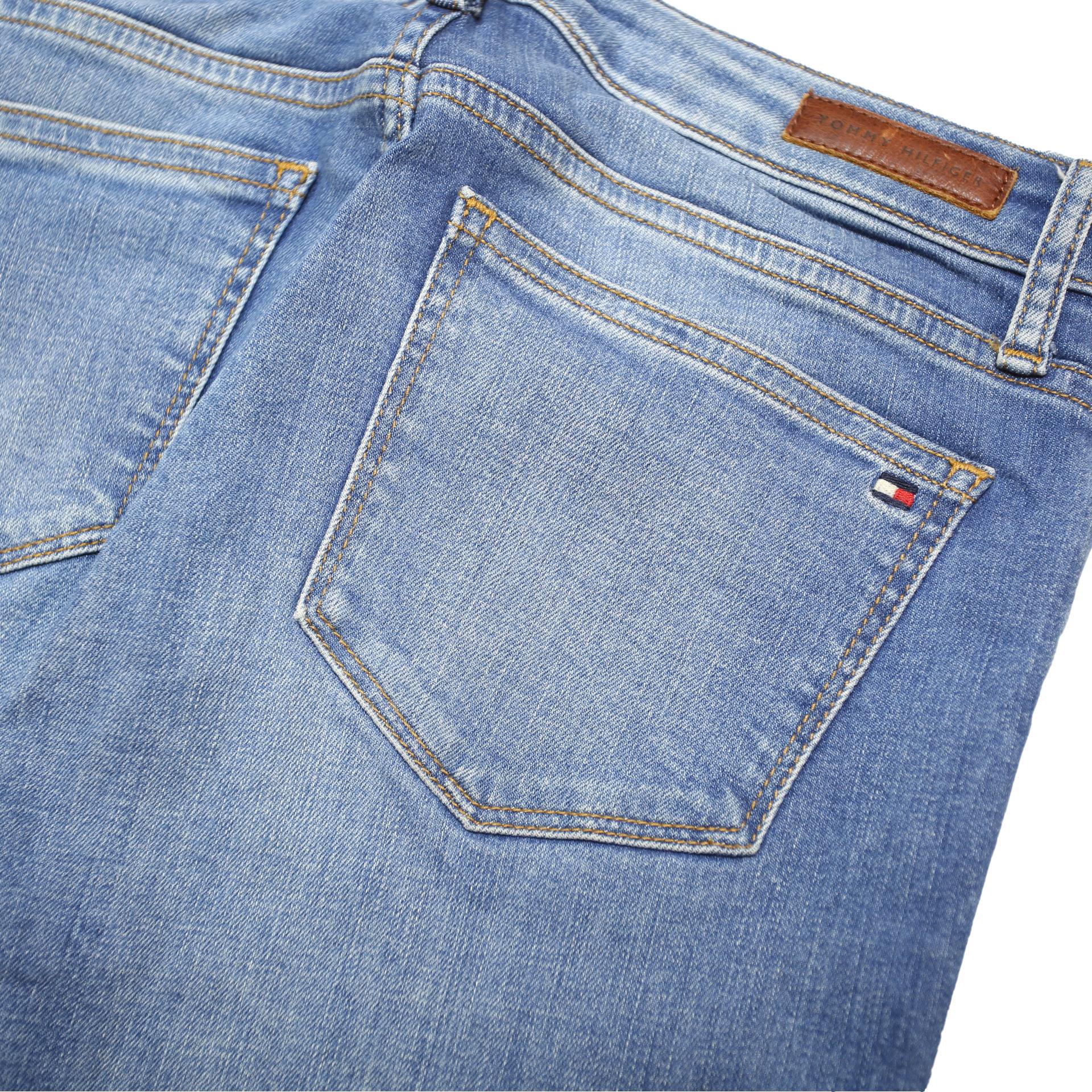 TOMMY HILFIGER Womens Slim Blue Denim Light W27 L28 Jeans Zip Casual Stretch