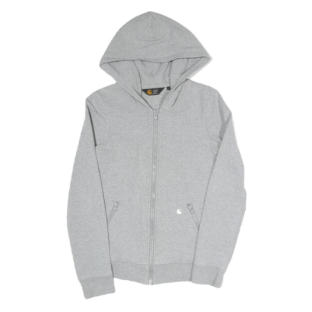 CARHARTT Womens Grey Zip Up Hoodie S Cotton Blend Casual Full Zip Sweatshirt